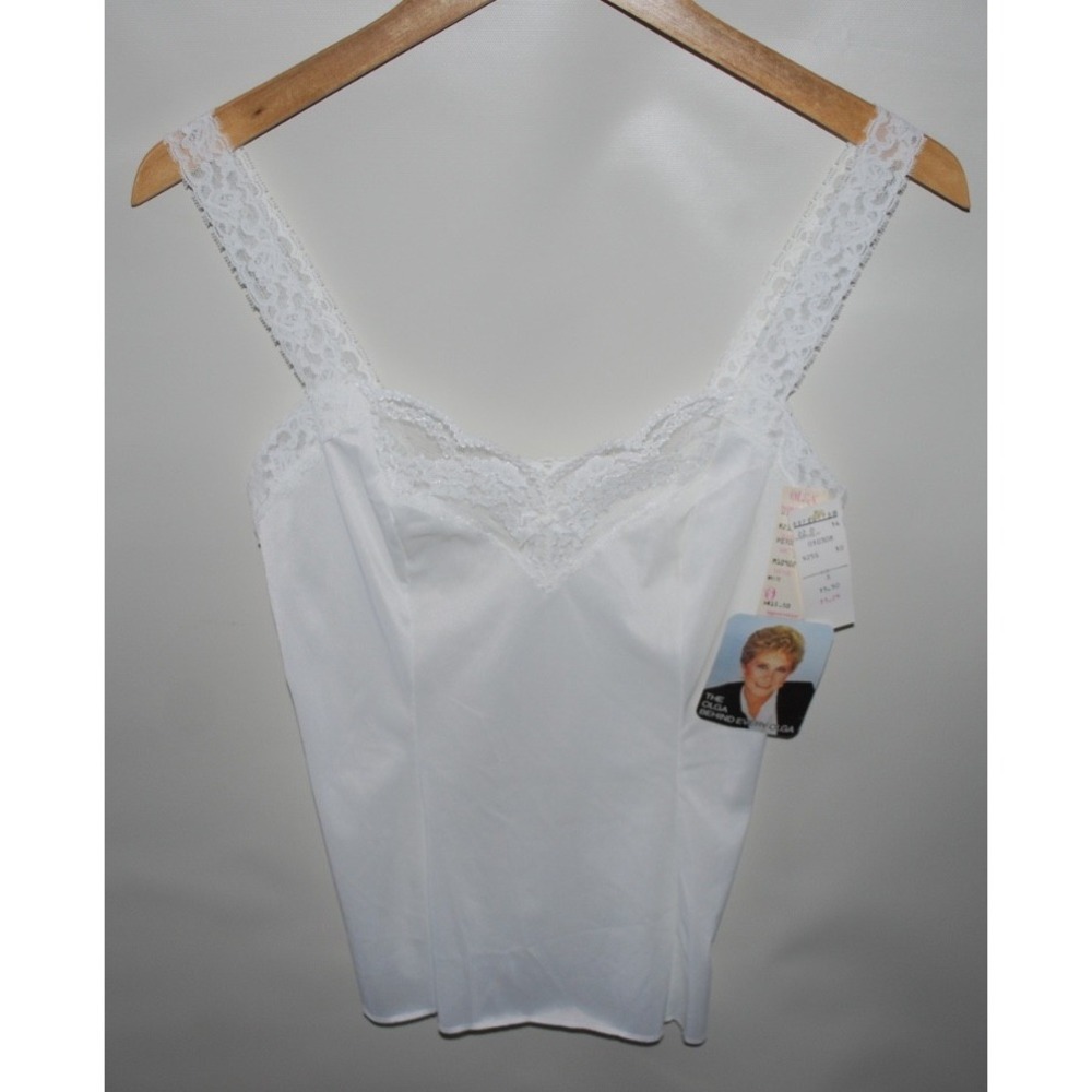Vintage Olga #925 S Form‑Fitted 100% Nylon Lace Trim Cami – Women's Small – New
